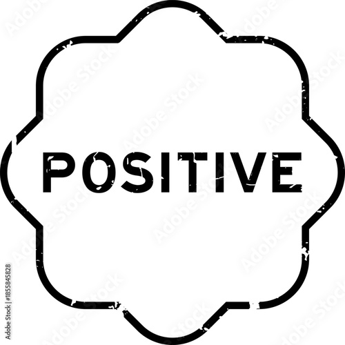 Grunge black postivie word square rubber seal stamp on white background