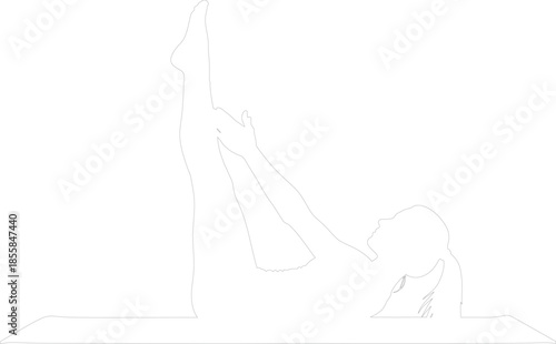 Minimalist Outline Vector of Woman Doing Leg Raise Exercise on Mat Fitness Core Workout