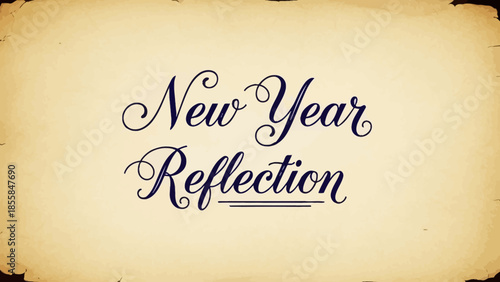 A serene New Year Reflection with elegant typography on a vintage parchment background