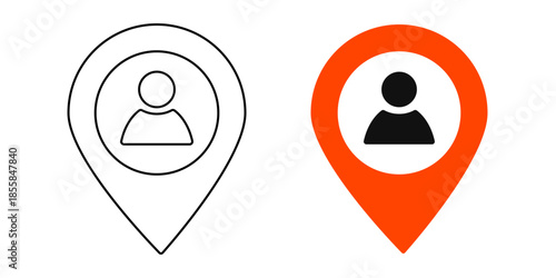 Map pin with user sign vector icons