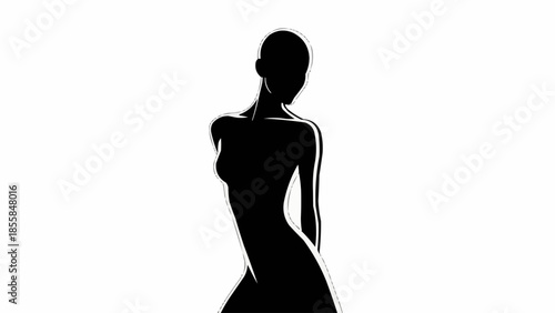 Elegant Silhouette of a Woman in a Graceful Pose.