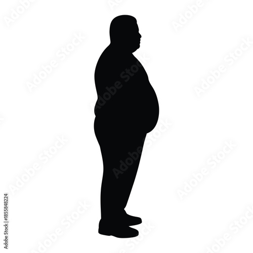 Silhouette of an Overweight Man Standing in Profile View