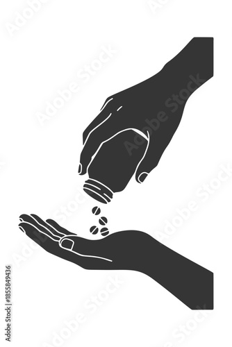 薬を取り出す手のシルエットアイコン