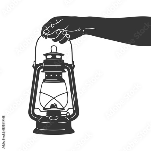 カンテラを持つ手のシルエットアイコン