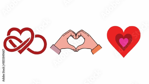 A collection of symbols representing love, affection, and eternal connection, perfect for conveying heartfelt emotions and strong relationships