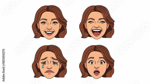 Four cartoon faces showing different emotions and expressions.