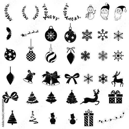 Christmas Black Elements vectors set