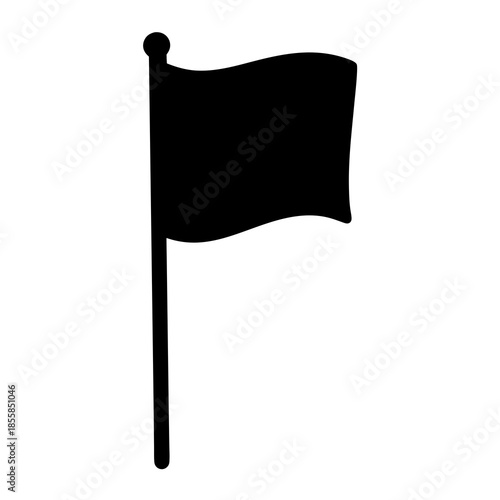 Simple isolated black flag on white background, vector silhouette illustration