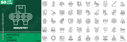 Industry Line Editable Icons set