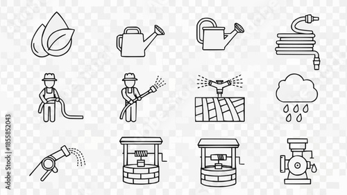 Gardening and Irrigation Icons Set Vector Illustration.