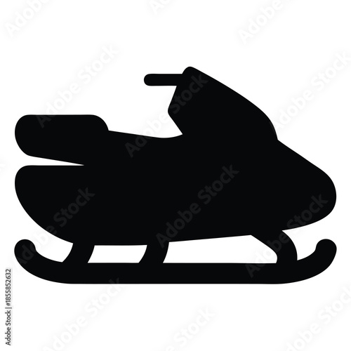Black silhouette of a snowmobile against a white background suitable for winter