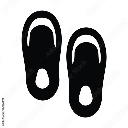 Simple black and white flip flops illustration with strap and toe post
