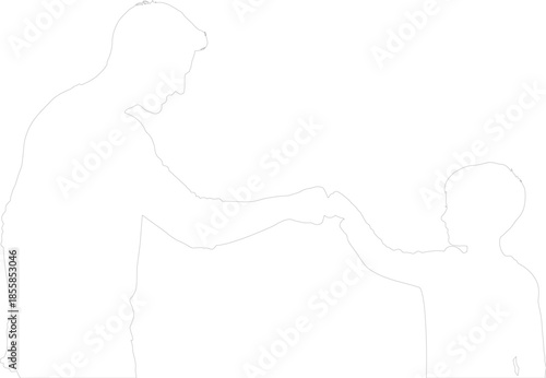 Father and son fist bump outline drawing minimalist vector illustration of bonding moment
