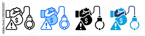 Illegal Money Icon Set Multi Style Vector Illustration