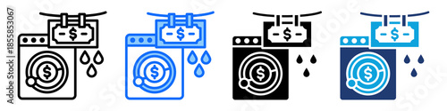 Money Laundering Icon Set Multi Style Vector Illustration