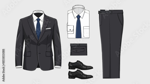 Formal Business Attire for Men Collection Flat Lay.