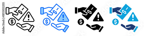 Illegal Payment Icon Set Multi Style Vector Illustration