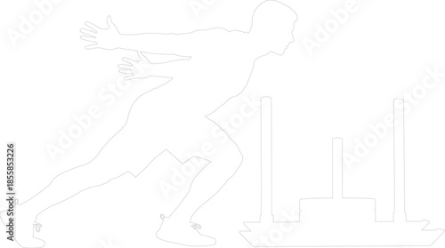 Fitness Athlete Sled Push Exercise Minimal Outline Vector Graphic