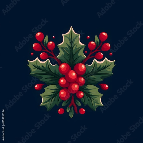 christmas background with holly, generation ai,