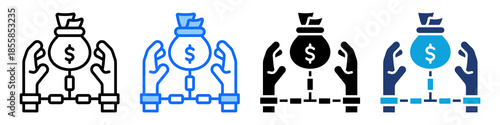 Criminal Finance Icon Set Multi Style Vector Illustration