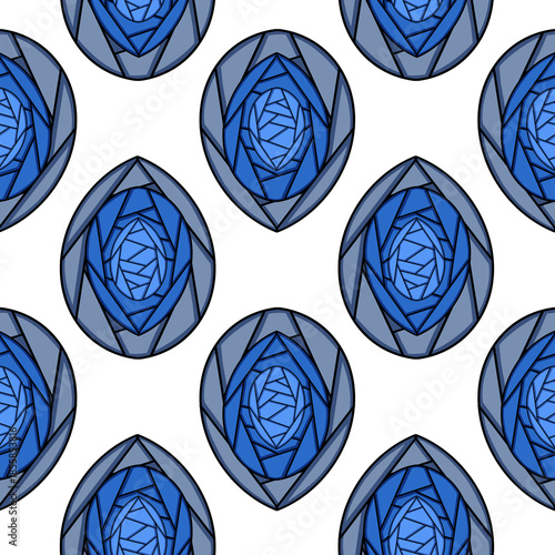 Geometric Abstract Seamless Pattern in Blue and Gray