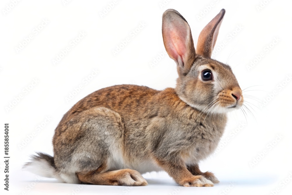 Fototapeta premium Side view of a green parakeet bird standing on a white background