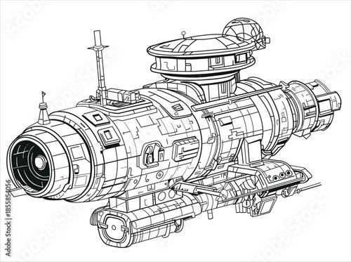 Futuristic Spacecraft Coloring Page for Kids