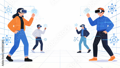 People using virtual reality headsets