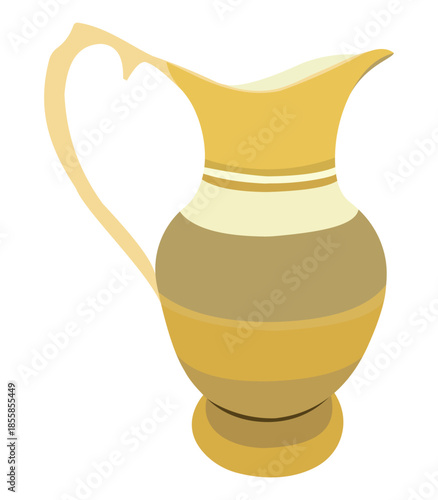 Traditional ceramic jug illustration isolated on transparent background