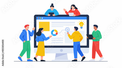 People working on a digital project