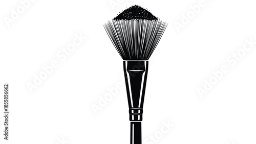 Black makeup brush silhouette on , flat minimalist design isolated on white background