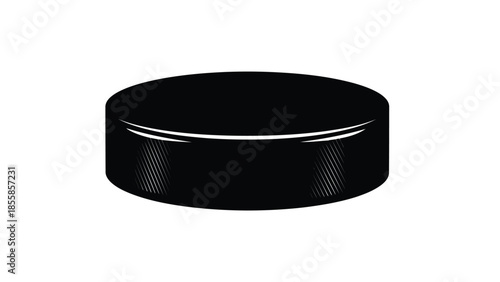 Black ice hockey puck , sporting equipment flat vector icon. isolated on white background