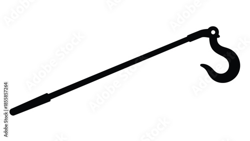 Black silhouette of a hook tool isolated on white background