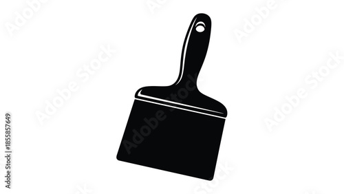 Minimalist black silhouette icon of a versatile spatula tool with a handle, presented as a flat vector graphic on a . isolated on white background