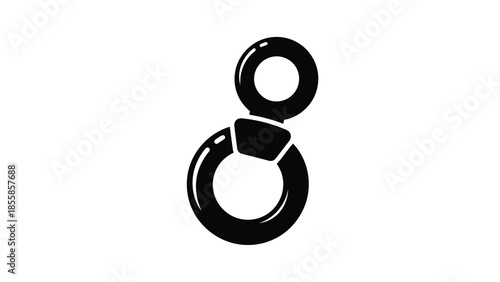 Minimalist black figure-eight shaped graphic icon with glossy highlights, symbolizing connection, infinity, or a numeric isolated on white background