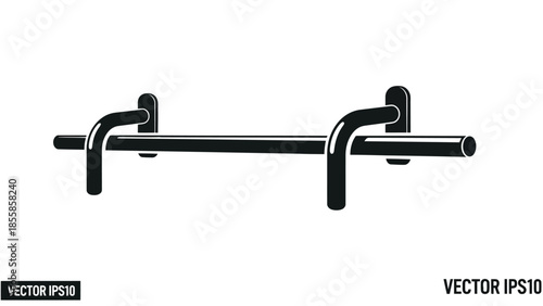 Minimalist black metal horizontal pull up bar or handle flat vector icon silhouette graphic design isolated on white background