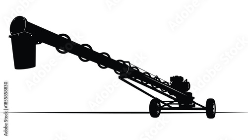 Silhouette of industrial conveyor belt machine isolated on white background
