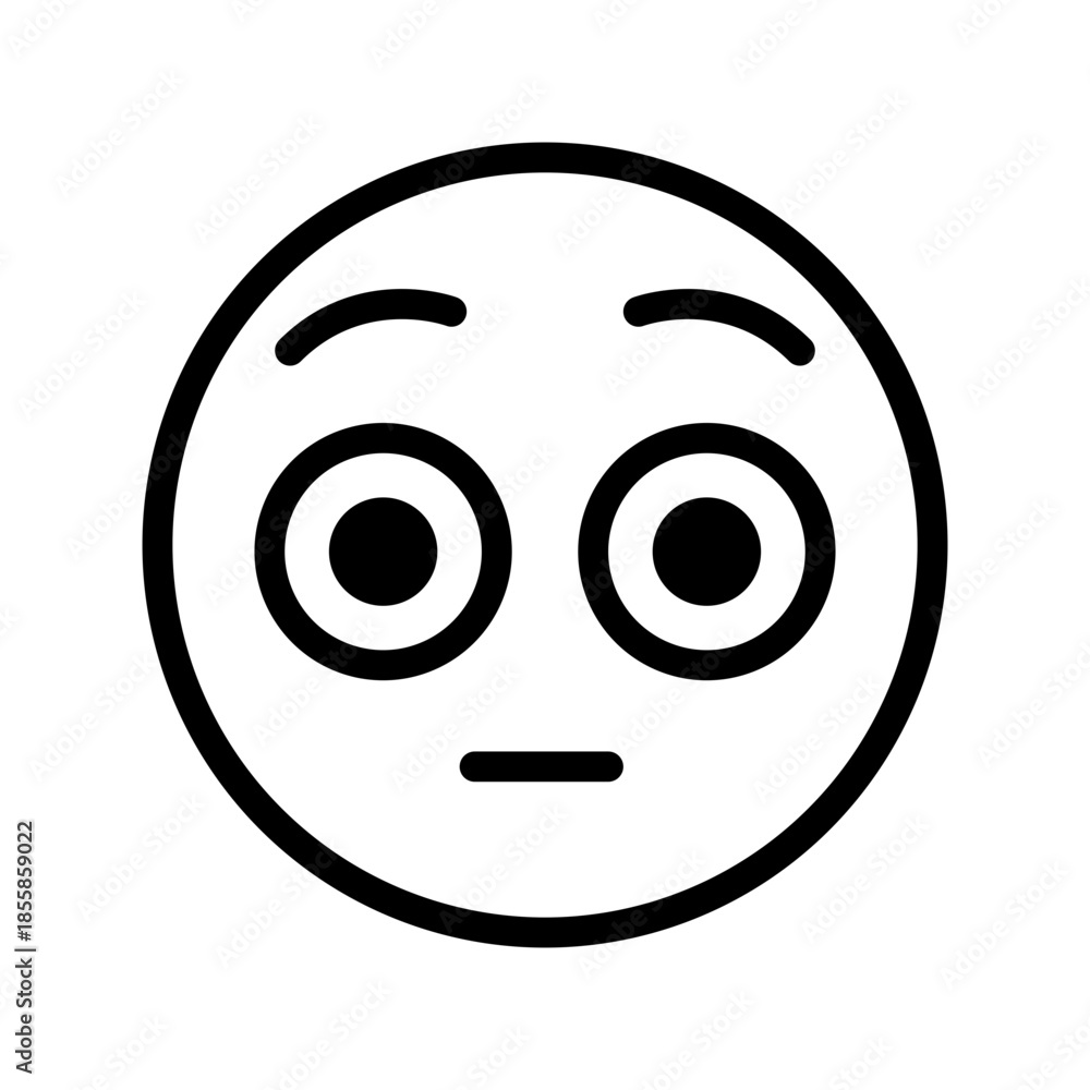 Fototapeta premium Shock face emoji line icon. Smile sign. Emoticon black symbol. Emotion, smiley concept. Vector illustration. Editable stroke. Flat design. Isolated on a white or PNG background.