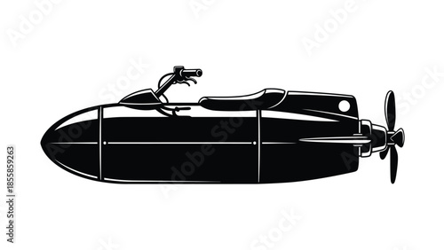 Black silhouette of a jet ski vehicle isolated on white background