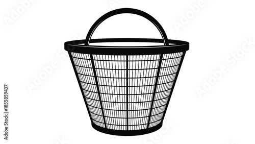 Black wire shopping basket silhouette isolated on white background