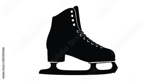 Black silhouette of ice skate isolated on white background