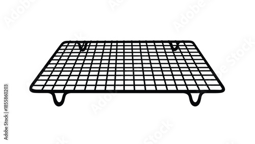 Minimalist black wire cooling rack kitchen utensil flat design vector graphic isolated on white background