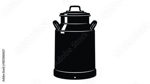 Black Silhouette of a Milk Can isolated on white background