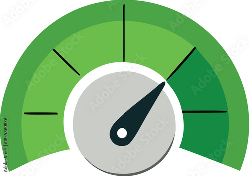 Green speedometer needle at zero