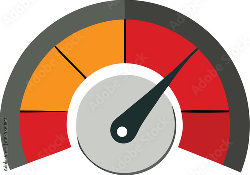 Gauge indicator in red and orange
