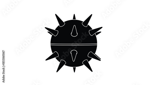 Black spiky ball silhouette symbol icon isolated on white background