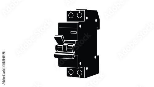 Black Circuit Breaker Silhouette isolated on white background