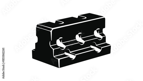 Black silhouette of a razor blade with three blades on a isolated on white background