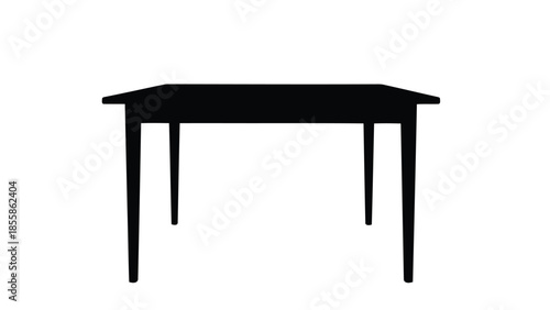Black silhouette of a simple table against a isolated on white background