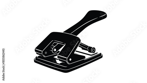 Black silhouette of a hole punch on a isolated on white background